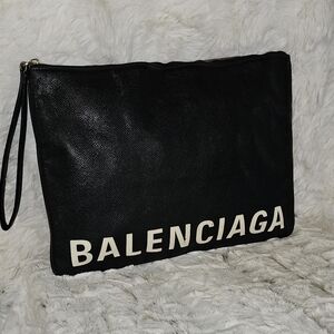 Balenciaga Black Leather Wrist / Clutch Bag